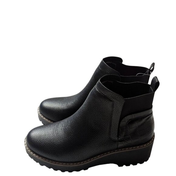 Rampage Sacha Y2K Faux Leather Croc Emboss Chunky Wedge Heel Bootie NWT Size 8.5 - Picture 3 of 10